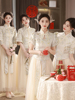 伴娘服女2024中式复古中国风香槟色姐妹团礼服裙平时可穿夏季