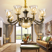 美式吊灯全铜客厅灯具欧式奢华大气别墅家用卧室，餐厅复古铜灯