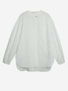 法式圆领衬衫内搭打底衫，2024女长袖设计感白色，捏褶上衣春秋季