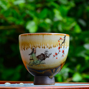 功夫茶杯单杯品茗杯主人，杯景德镇陶瓷手绘茶具，小品杯高档单个复古