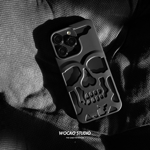 创意暗夜紫朋克骷髅头iPhone15promax手机壳14plus苹果适用13软硅胶保护套12电镀炫彩亮面11磨砂2023男女