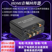 HDMI ARC音频回传器光纤同轴转RCA 3.5mm解码器小米电视接功放5.1