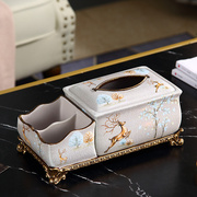 欧式家居纸巾盒装饰品简约家用茶几摆件树脂，麋鹿工艺纸巾筒盒子