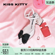 KISSKITTY恋恋结系列绑带凉鞋女包头夏蝴蝶结尖头高跟鞋