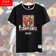 2023西班牙欧国联夺冠纪念足球迷服拼接短袖t恤衫男女半截袖体恤