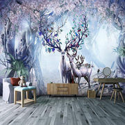 北欧森林大自然风景画9m墙纸田园大型壁画立体壁纸，客厅电视背景墙