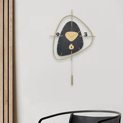 现代铁艺创意时尚摇摆挂钟，客厅墙面静音，钟表家用挂墙餐厅简约时钟