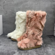 雪地靴女2023冬季狐狸皮毛，一体长筒加厚羊皮毛毛靴保暖靴子潮