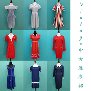 美国日本制vintage孤品中古着尖货复古棉亚麻牛仔洋装连衣裙53