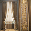 高档别墅咖啡色美式窗帘，刺绣花丝绒客厅大气卧室，法式轻奢遮光加厚