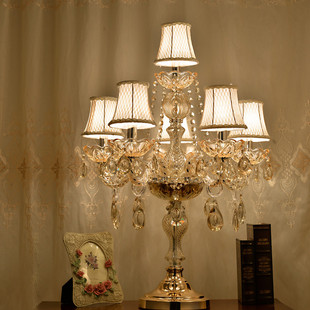 欧式水晶台灯奢华卧室，床头灯大气创意玻璃婚房装饰客厅高档婚庆灯