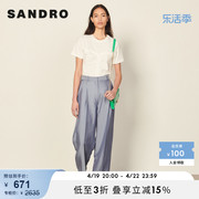 SANDRO Outlet女装春季时尚休闲条纹直筒高腰阔腿长裤SFPPA00880