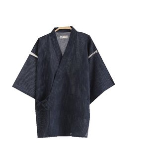 日W本男女士刺绣全棉甚平夏季和服日式和风单上衣系带半褂可做外
