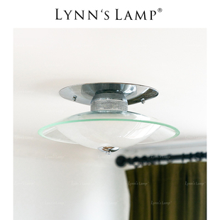Lynn's立意 复古玻璃吸顶灯 卧室书房包豪斯中古led圆形入户走廊