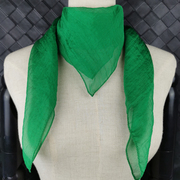 夏季绿色丝巾女春秋小方巾70x70纯色时尚，洋气百搭正方形装饰围巾
