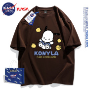 NASA联名夏季韩版潮流打底衫女士短袖t恤情侣印花T恤五分袖T恤衫