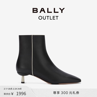 bally巴利女士黑色，时尚小高跟，短筒短靴猫跟靴6235060