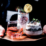 玻璃水杯北欧风饮料杯创意透明茶杯啤酒洋酒杯甜品杯牛奶果汁杯子