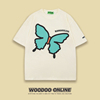 线条蝴蝶 WOODOO 设计师品牌 复古清新简约休闲蝴蝶 男女短袖T恤