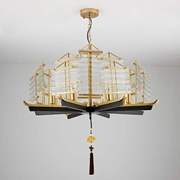 新中式轻奢客厅创意吊灯古典中国风帆船一帆风顺装饰灯饰卧室灯具