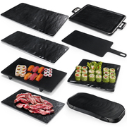 密胺黑色烧烤火锅店餐具，创意菜品摆盘日式寿司盘子长方形塑料商用