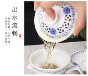 青花瓷盖碗大号300ml 特大号茶杯茶碗单个三才泡茶陶瓷功夫茶茶具