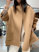 徐大可家2022年秋冬韩版高端短款双面羊毛，大衣圆领妮子外套女