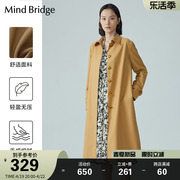 mindbridge春季韩版简约风衣，女装中长款外套休闲纯色夹克大衣