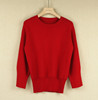 时尚减龄!秋冬气质蝙蝠，袖短款貂绒衫羊绒衫，女红色上衣保暖打底衫