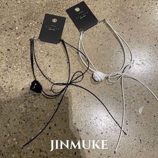 JINMUKE韩国进口时尚首饰品气质银玫瑰花项链女蝴蝶结锁骨链