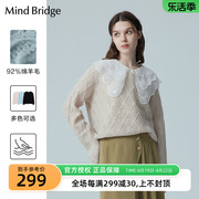 mindbridge百家好女士镂空v领长袖，针织衫2024春季韩版套头毛衣