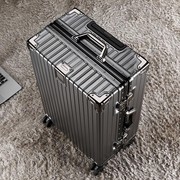 高端复古铝框行李箱男女高级感大容量拉杆箱26寸28旅行密码皮箱子