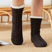 地板袜男士秋冬季加绒加厚珊瑚绒中筒袜居家袜套保暖神器睡眠袜子