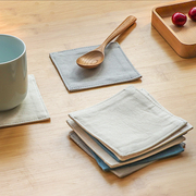日式简约棉麻布艺杯垫双层加厚隔热垫吸水防烫茶垫子碗垫创意家用