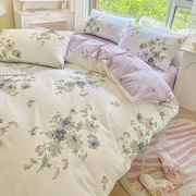 小清新床上四件套纯棉100全棉，被套200x230床单双人加大床2.2x2.4m