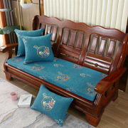 加厚海绵坐垫单人三人中式连体红木实木沙发垫可拆洗防滑春秋座垫