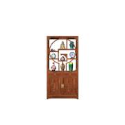 中式实木带门书柜书架三组合榆木展示柜玻璃书房办公室用仿i.