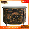中式新古典实木玄关柜黑色爆漆彩绘法式中国风四门装饰柜餐边柜