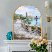 地中海风景拱门形装饰画假窗户，法式轻奢电表箱遮挡挂画浴室防水画