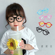 儿童眼镜框宝宝凹造型圆框撞色眼镜架小孩0-6岁黑框无镜片眼镜潮
