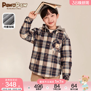 PawinPaw卡通小熊童装春款儿童棉服男童学院风格纹加绒外套