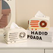 高级感陶瓷收音机纸巾盒创意小众可爱纸抽盒卧室书房办公室抽纸盒