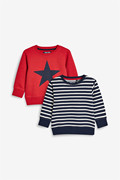 英国NEXT童装2021秋男童男宝宝蓝色条纹卫衣婴儿红色星星休闲上衣