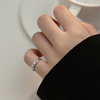 樱花尾戒s925纯银小手指戒指，女简约复古花朵，开口戒个性气质银指环