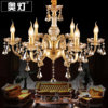 奥灯欧式全铜吊灯蜡烛，水晶吊灯客厅卧室，餐厅复古铜色卧室灯具1733