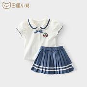 小女孩jk套装裙子女童学院风两件套夏季宝宝短袖白衬衫夏装水手服