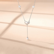 925ins纯银珍珠项链小众设计感锁骨，链女潮简约贝壳吊坠网红毛衣链