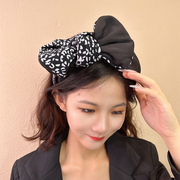 韩国法式豹纹蝴蝶结发卡发箍女百搭网红宽边头箍高级感外出发饰品