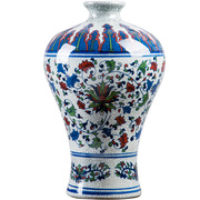 景德镇陶瓷器官窑裂纹仿古五彩花瓶，摆件插花器家居客厅装饰工艺品