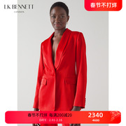 lkbennett2023红色西装外套，女秋冬时尚洋气，一粒扣西服